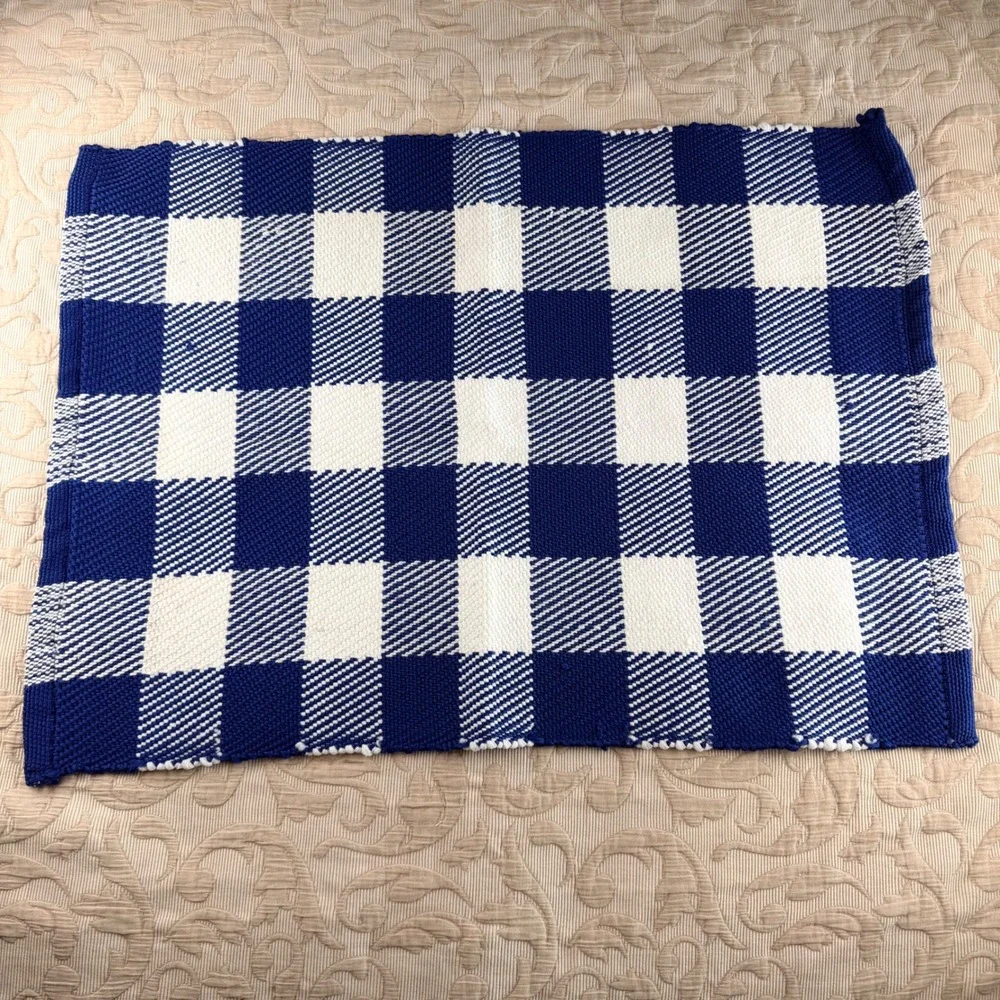 Huntington Home Navy Blue White Buffalo Check Indoor Outdoor Rug 31x22 Farmhouse